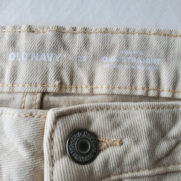 Old Navy NWT High Rise O.G. Straight Ankle Ecru Color (Cream) Jeans Plus Size 28 - Picture 4 of 16